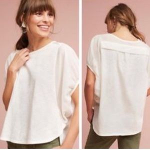 Anthropologie Cream Briony Balloon Sleeve Top